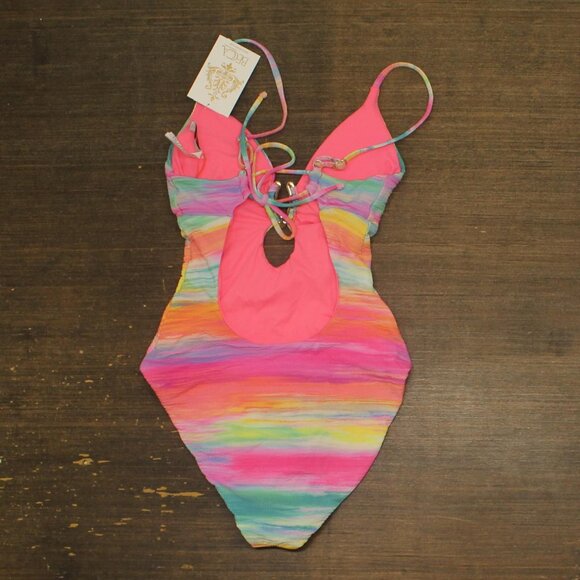 Becca Womens Standard Verano One Piece Swimsuit 151057 Multi Pink S - Picture 2 of 9